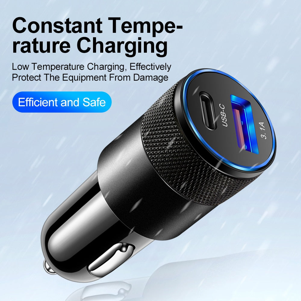 70W PD Car Charger USB Type C Fast Charging Car Phone Adapter Quick Charge